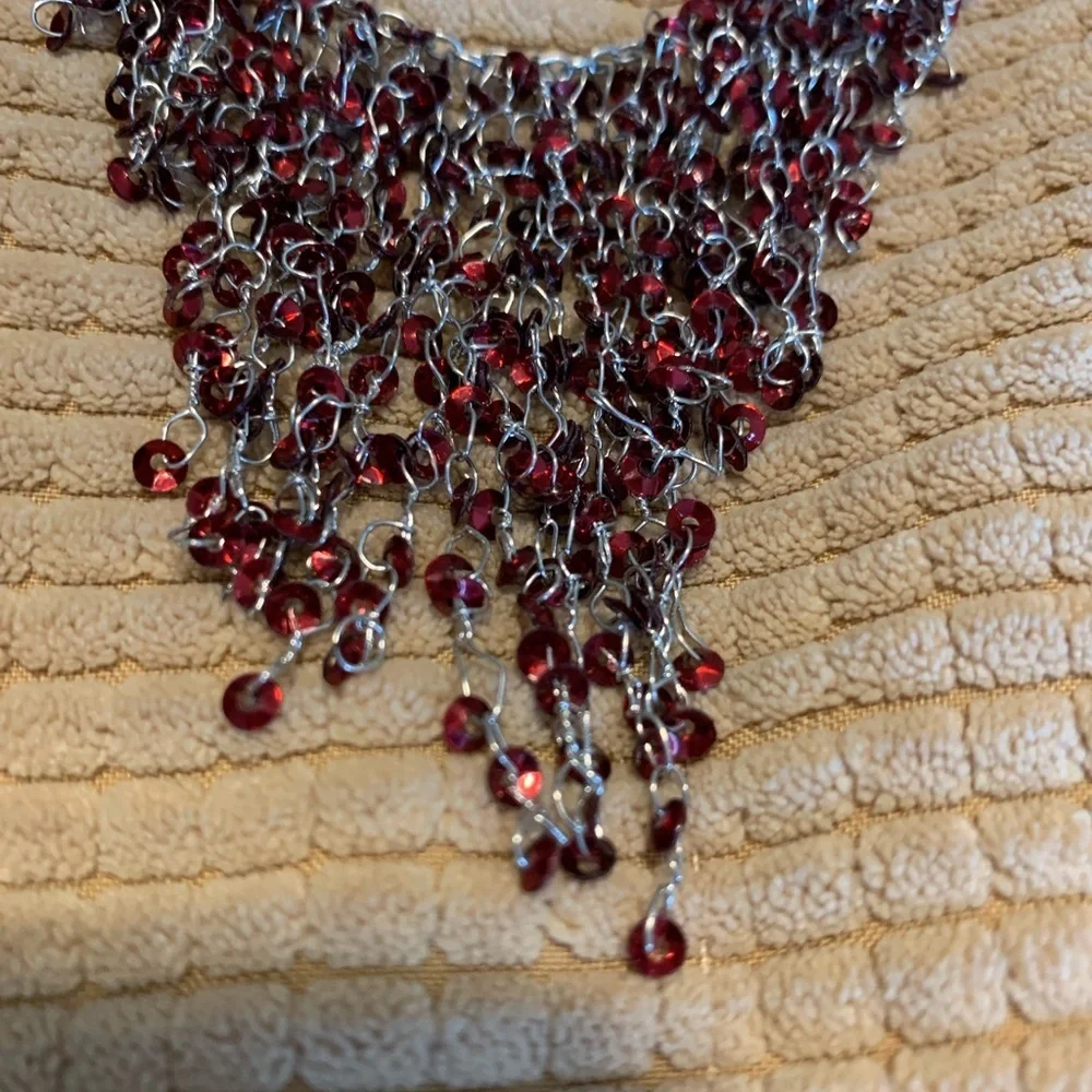 Glimmering red statement necklace